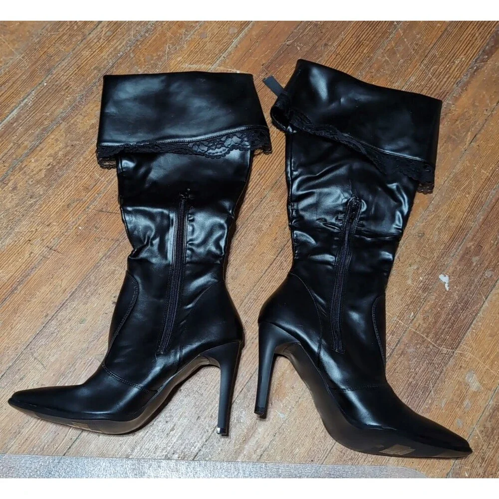 XX 7457 Leg Avenue Shoes By Ellie Black Pirate Boots